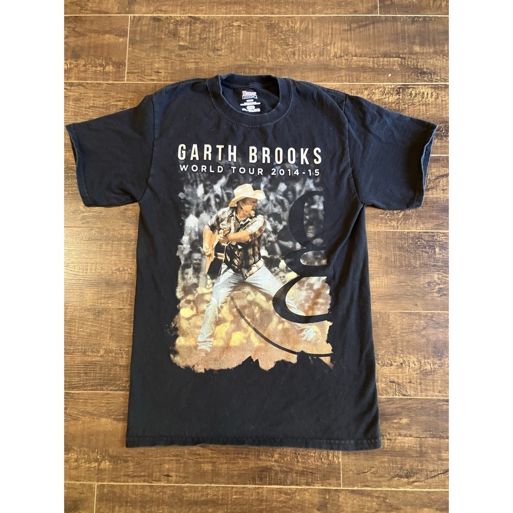 Garth Brooks World Tour 2014-15 Concert T-Shirt Black Double Sided Size Small